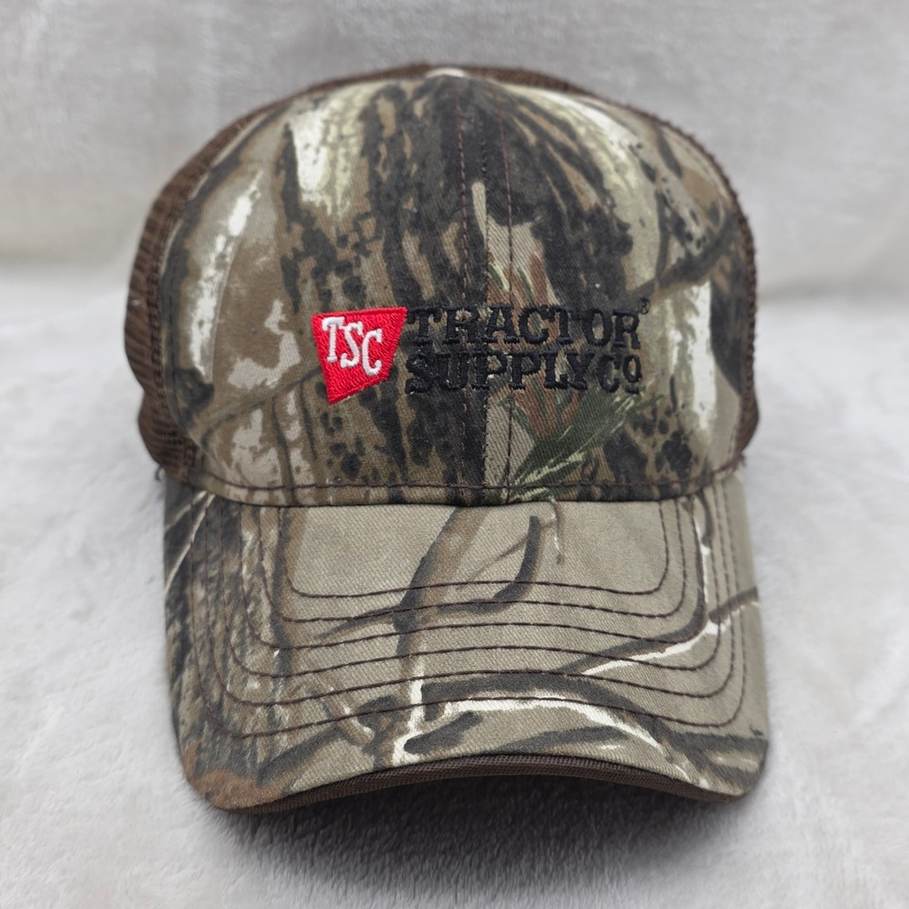 Tractor Supply Co Hat Cap Mens‎ Adjustable Strap Back Woodland Camo Farm Hunting